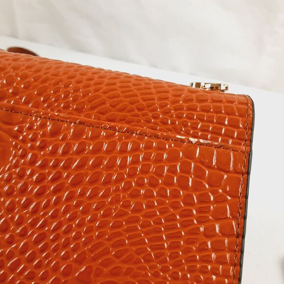 Melodie Cecile M.C. Orange Crossbody Wallet Croc Print Skin Leather Zip Around - Picture 16 of 16
